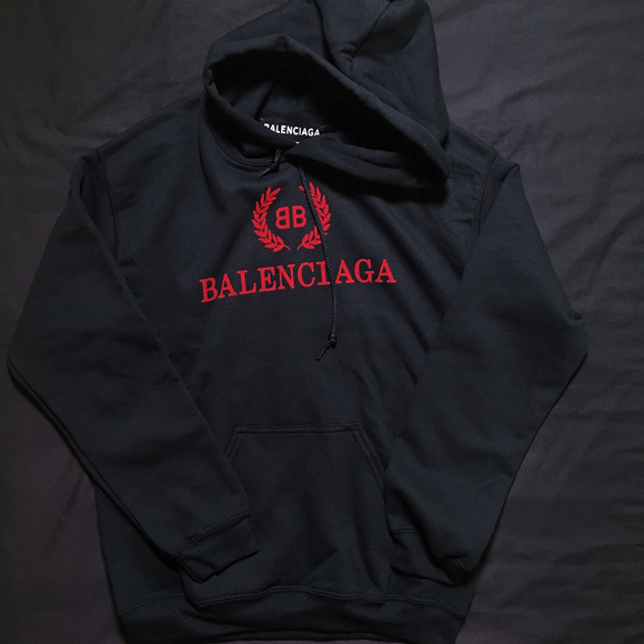 balenciaga hoodie black and red
